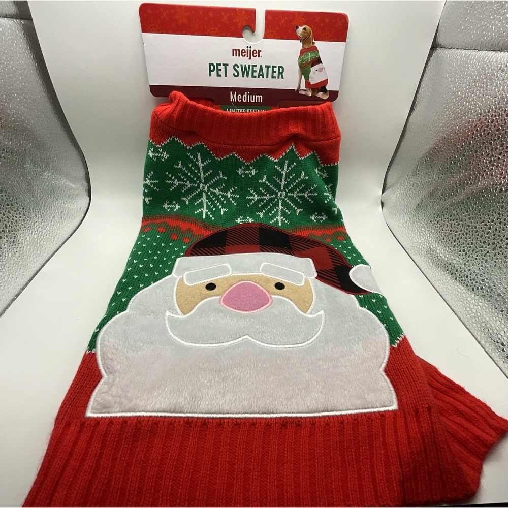 New-Santa Claus Christmas‎ Pet Dog Holiday Sweater Size Medium Limited Edition